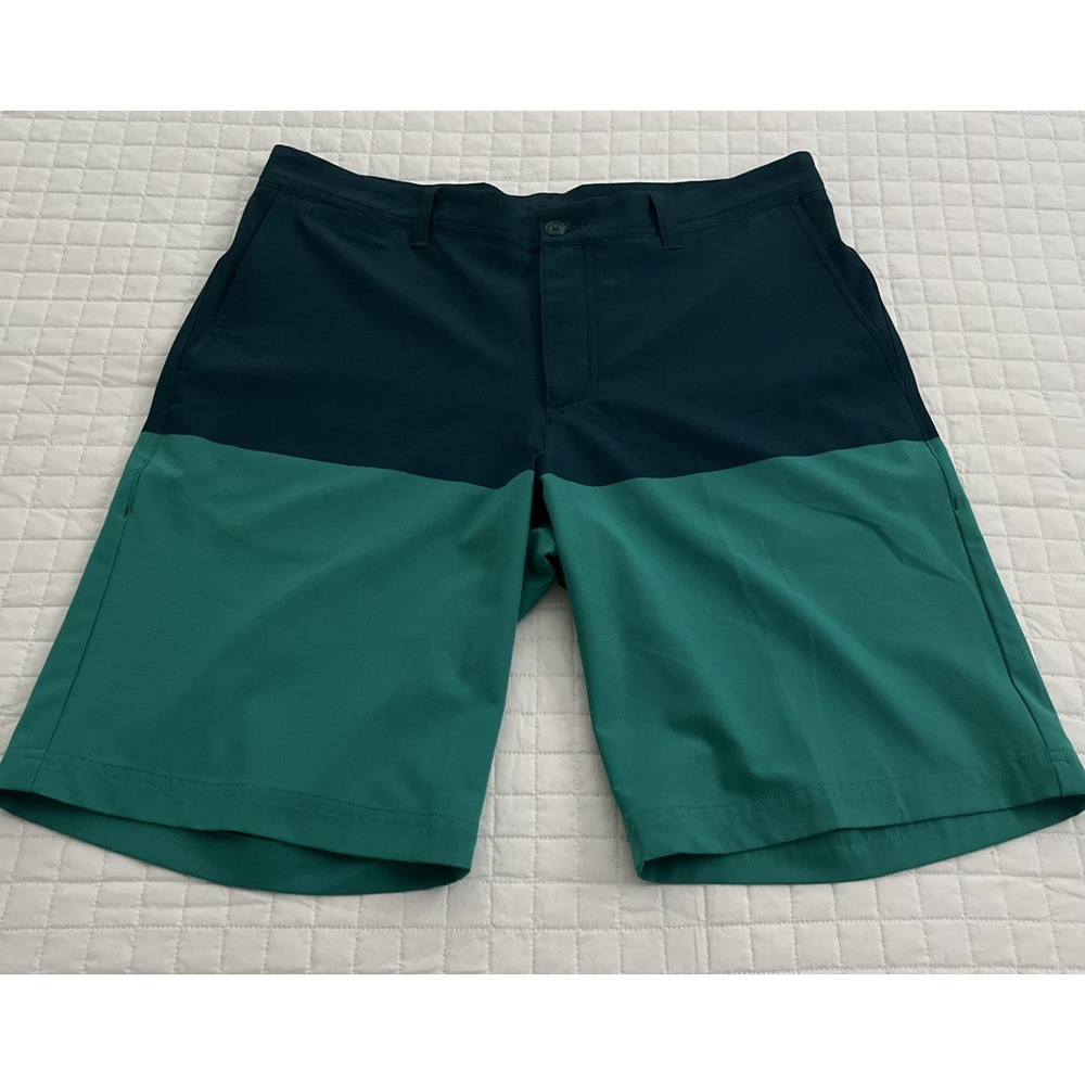 Nike Golf Shorts Mens 32 Standard Fit Dri-FIT Chino Green Colorblock 11" Inseam